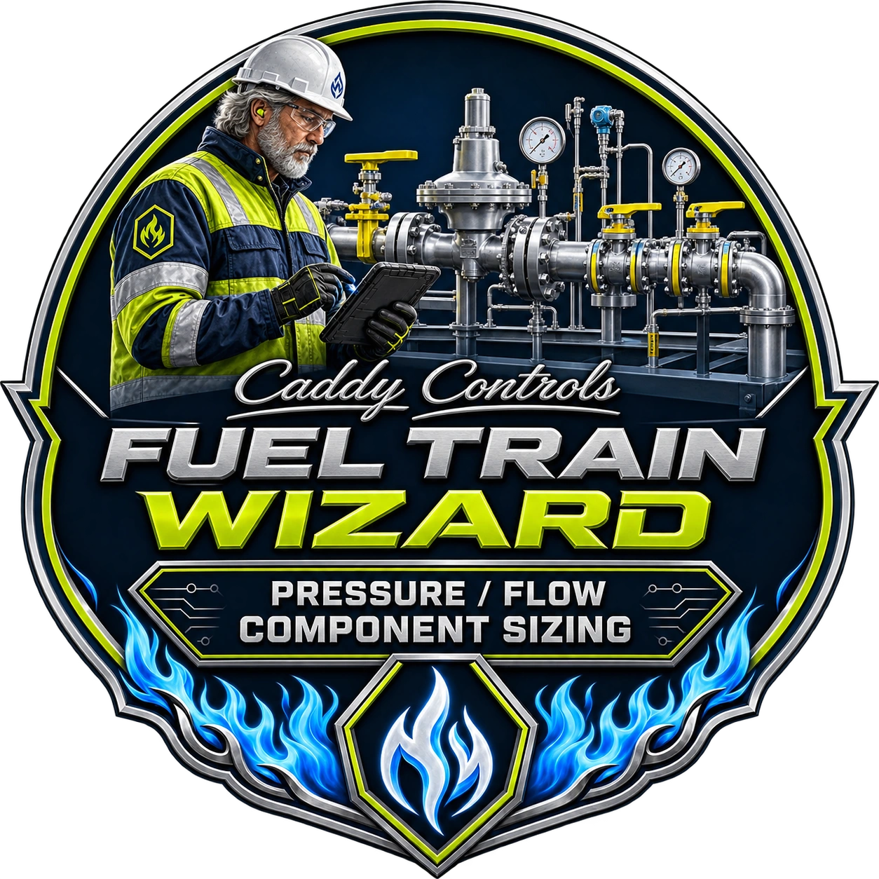 Caddy Controls Fuel Train Wizard: pressure, flow, and component sizing